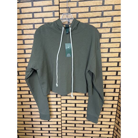 Wild Fable Olive Green Cropped Hoodie SIze Medium - Picture 1 of 6